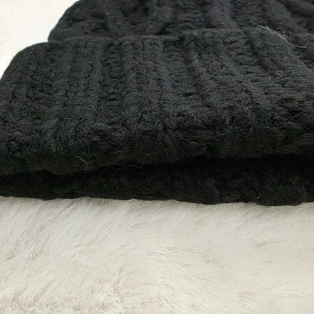 Aerie Black Chunky Cable Knit Beanie Hat NWT Eco Friendly Recycled Winter OS